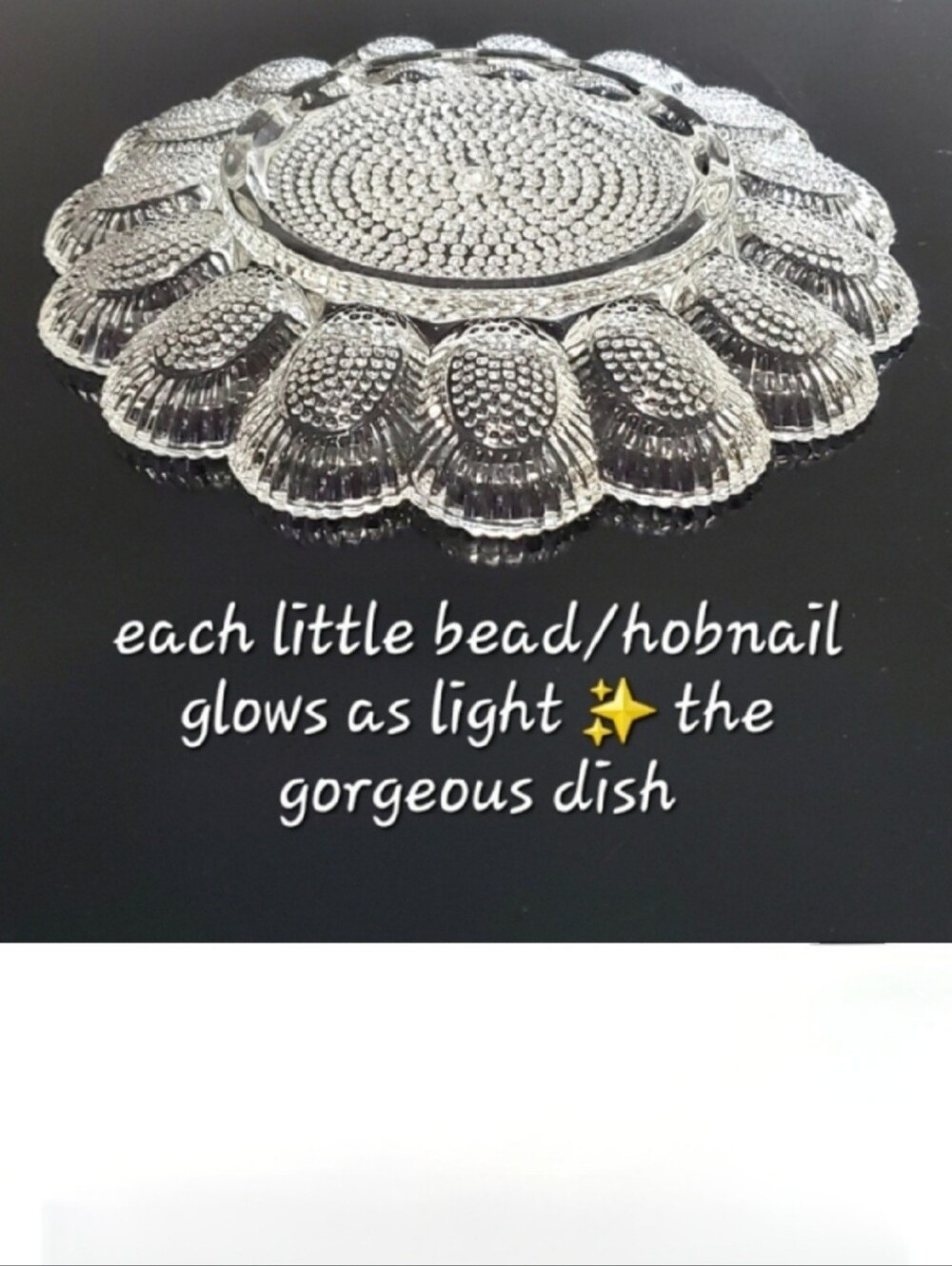 Vntg 11 1/4" 🥚🐣"Hobnail Clear" Deviled Egg Dish by Indiana Glass Made in 🇺🇸 - Picture 3 of 14